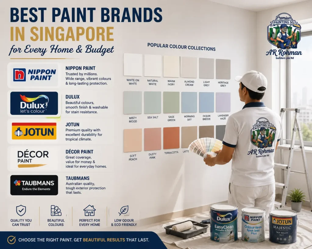 Best paint brand Singapore colour swatches on wall