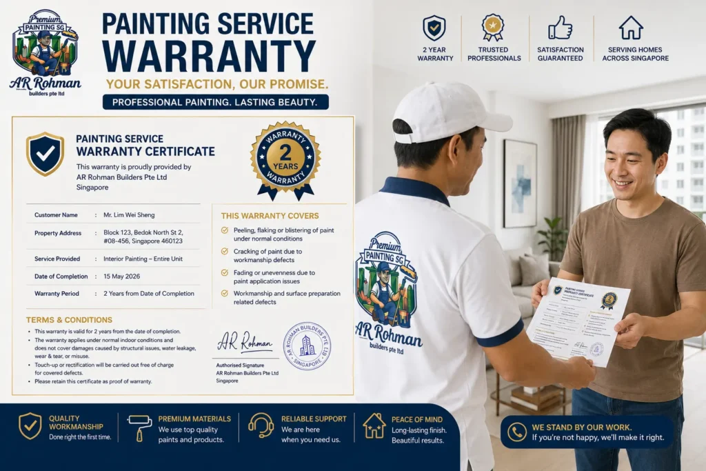 Painting service warranty document Singapore homeowner